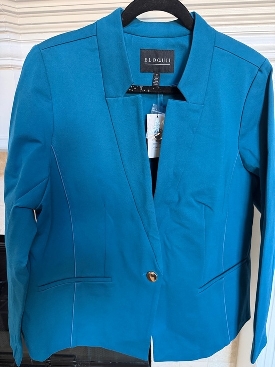 Eloquii The Ultimate Stretch Teal Single-Button Blazer Sz 18 - Picture 4 of 12